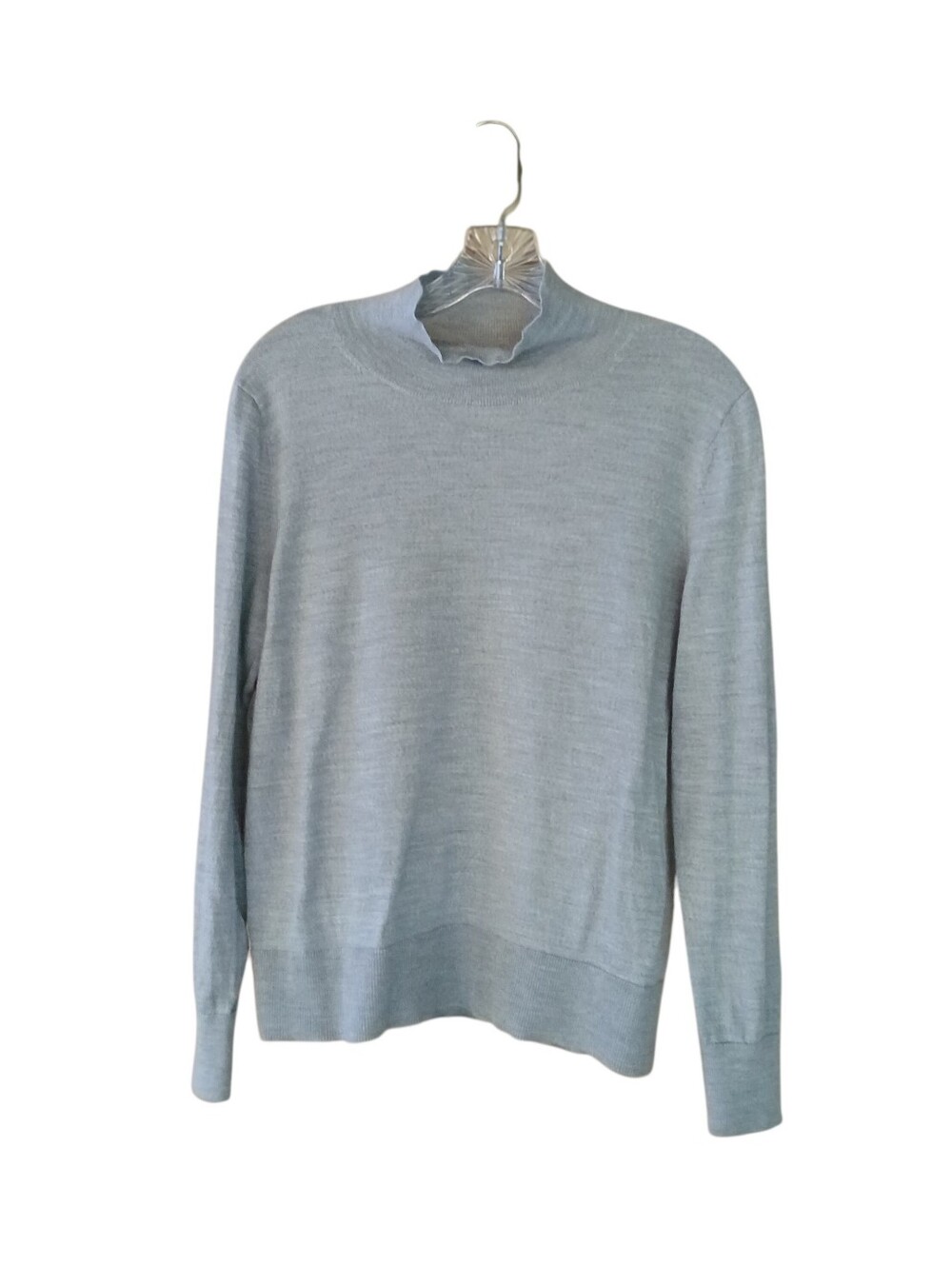BR Factory Gray Machine Washable Merino Wool Mock Neck Sweater Large